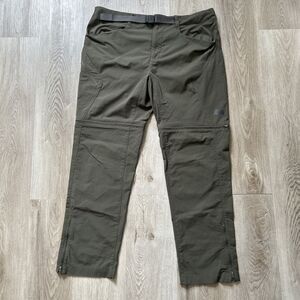 The North Face Paramount Trail Mens 38x31  Convertible Green Hiking Pants Buckle